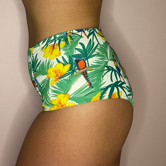 Palm Print High-Waisted Swimsuit Bottoms - Picture 3 of 5